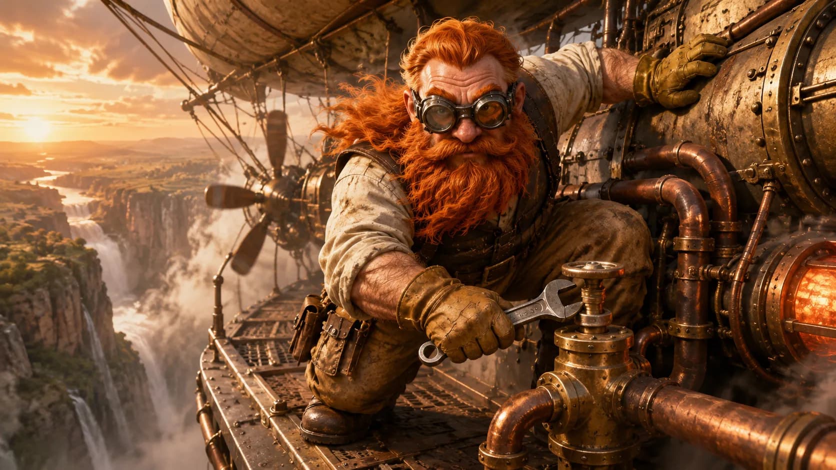 Engineer in a cinematic fantasy scene