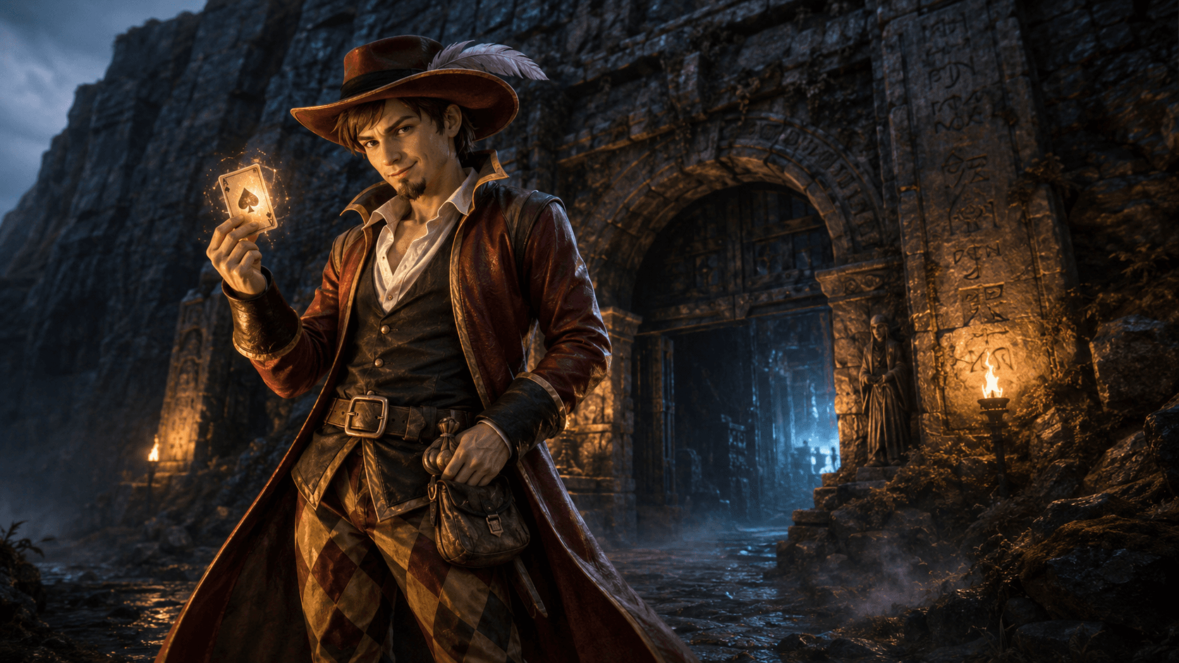 Gambler class scene: Glowing ace gate