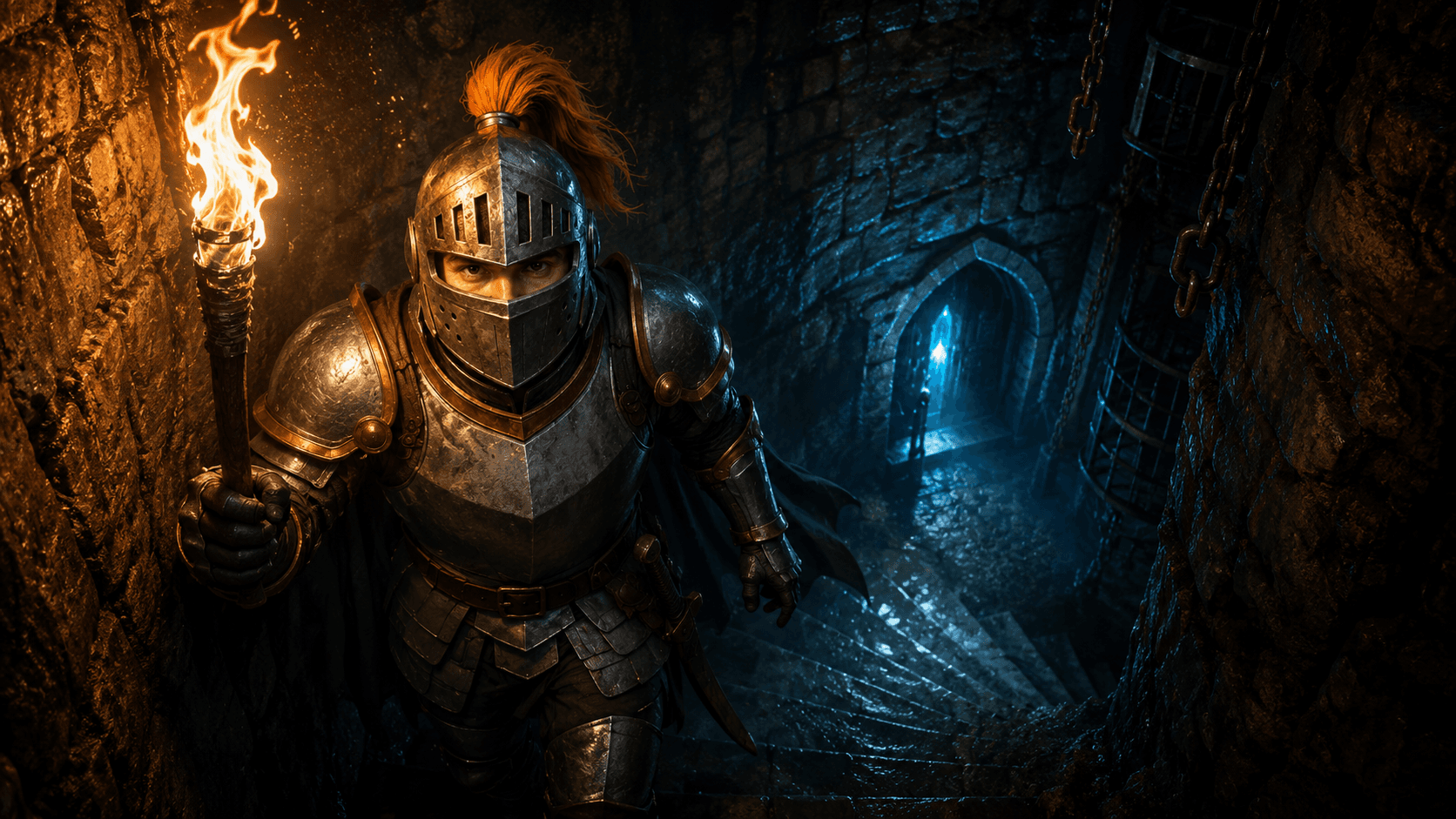 Defender class scene: Dungeon stairs