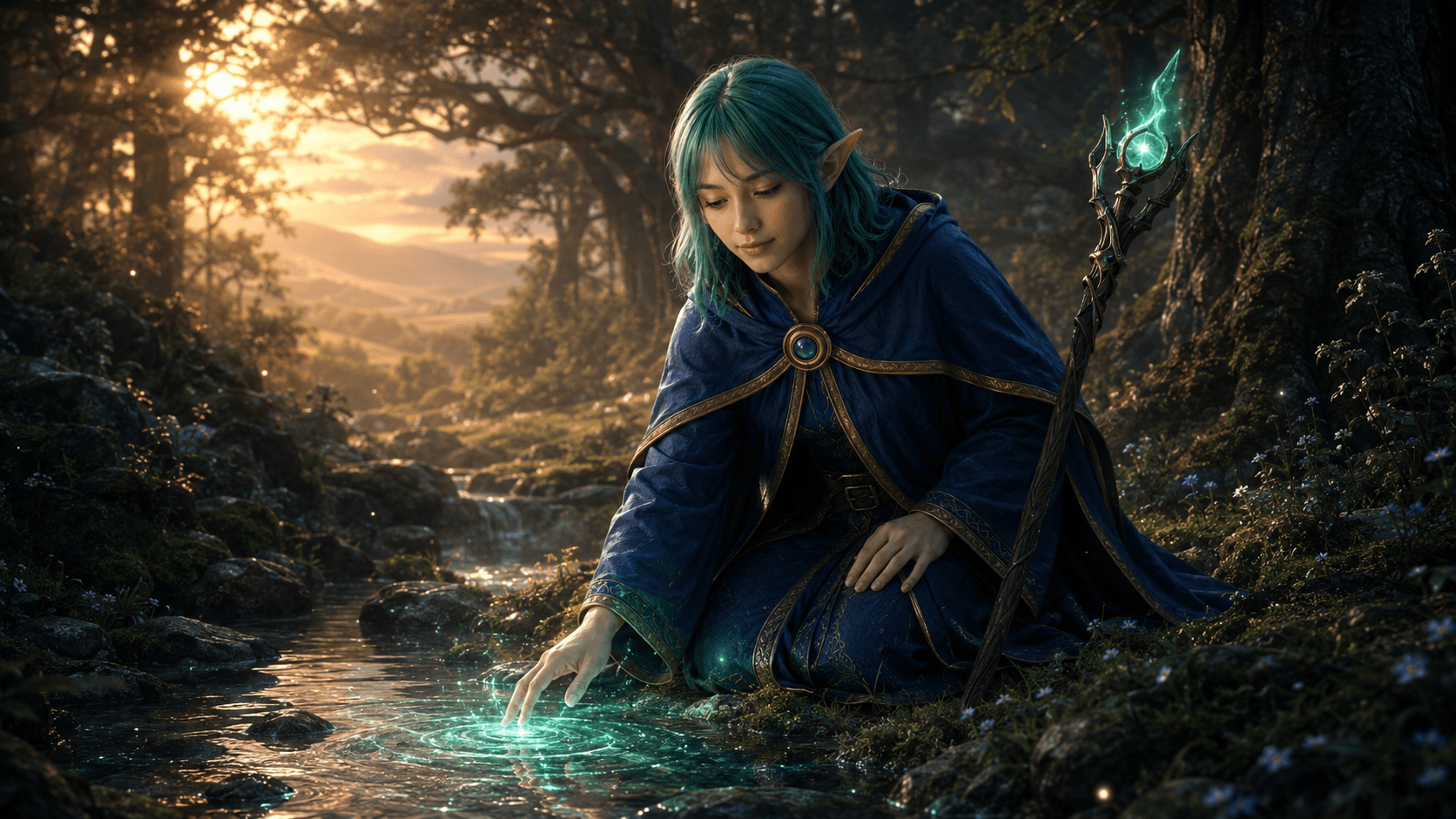 Mage class scene: Forest stream