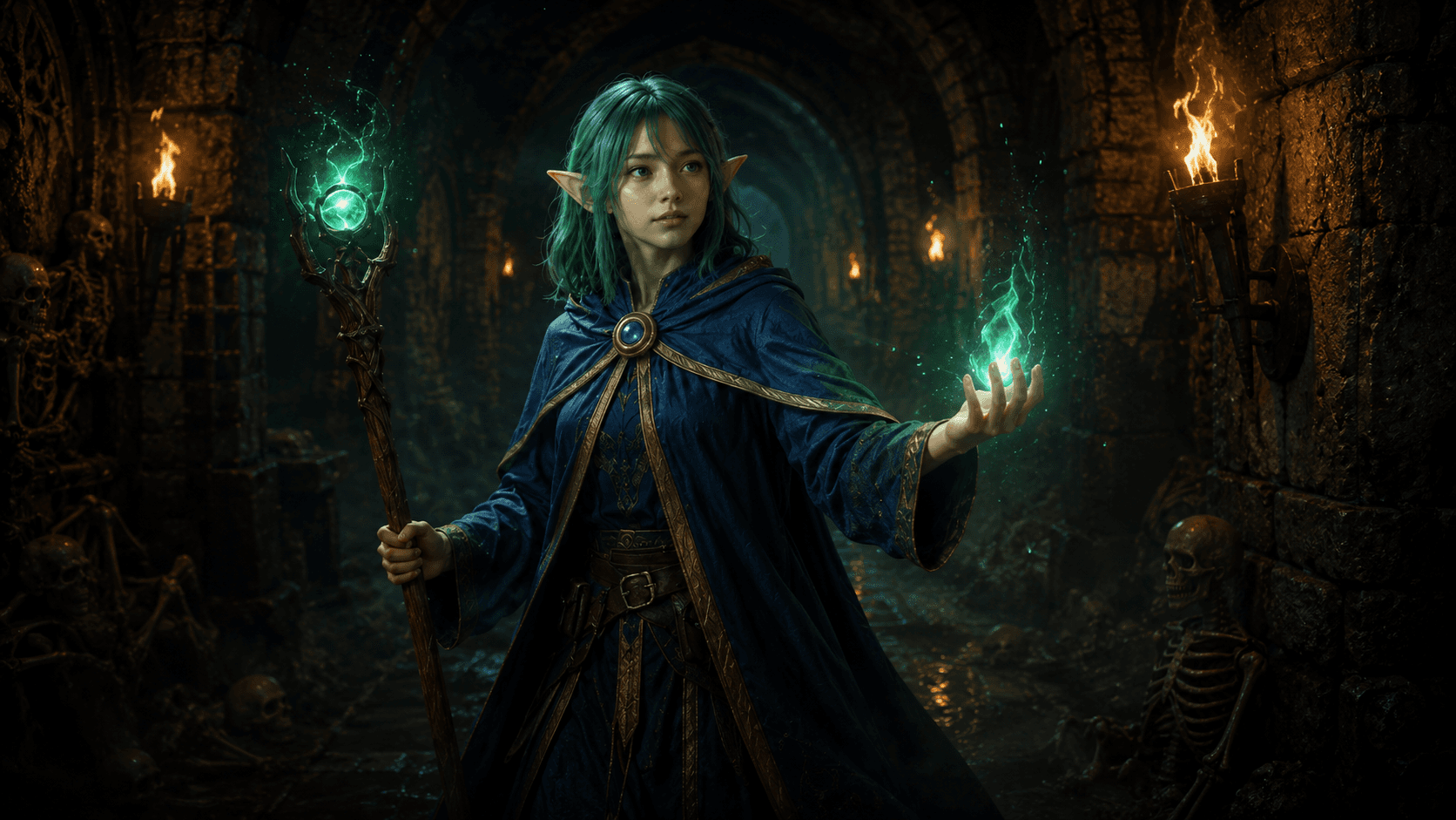 Mage class scene: Skeleton dungeon