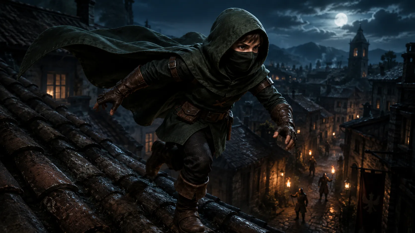 Rogue in a cinematic fantasy scene