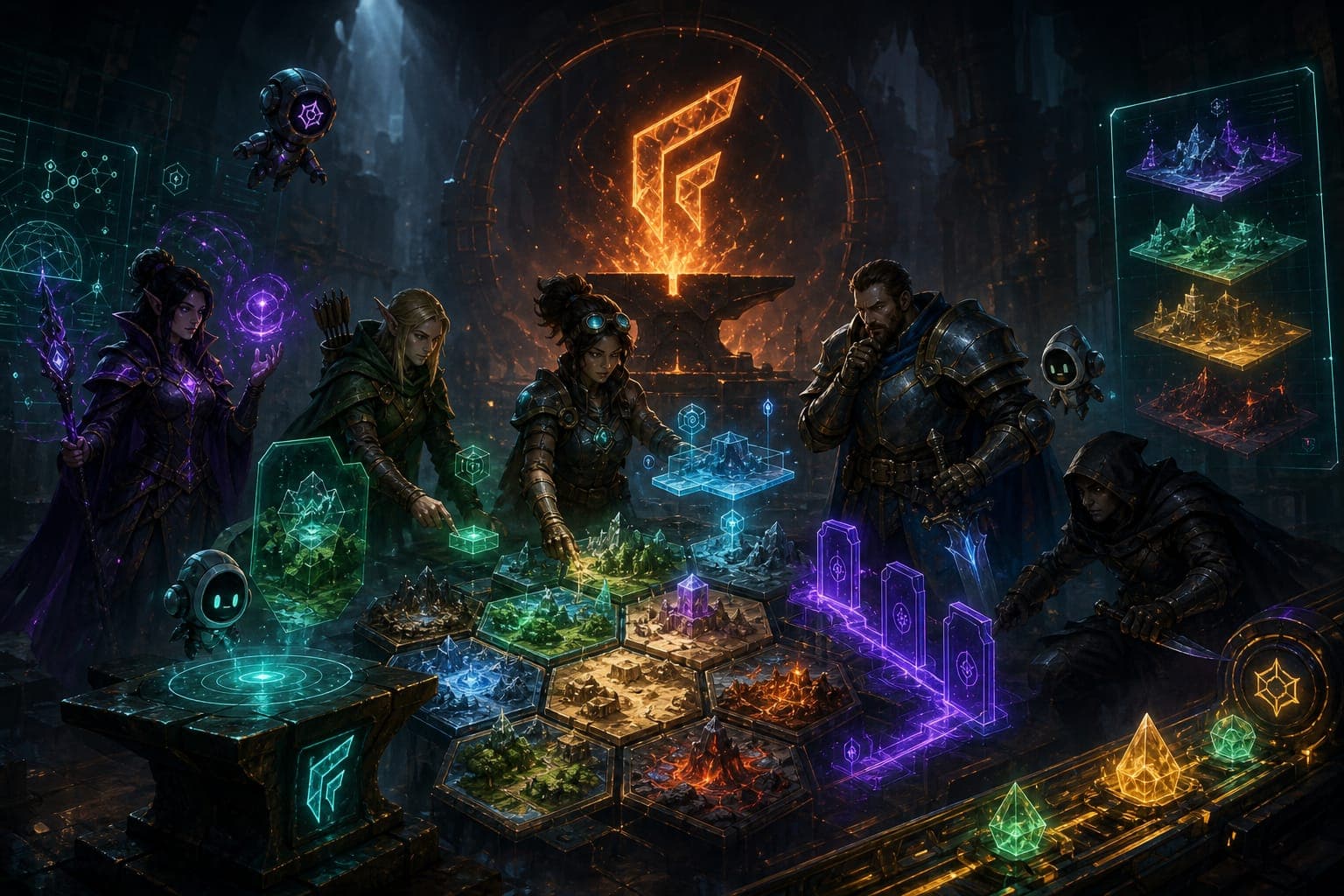ForgeAI game foundry concept art for upcoming agent games