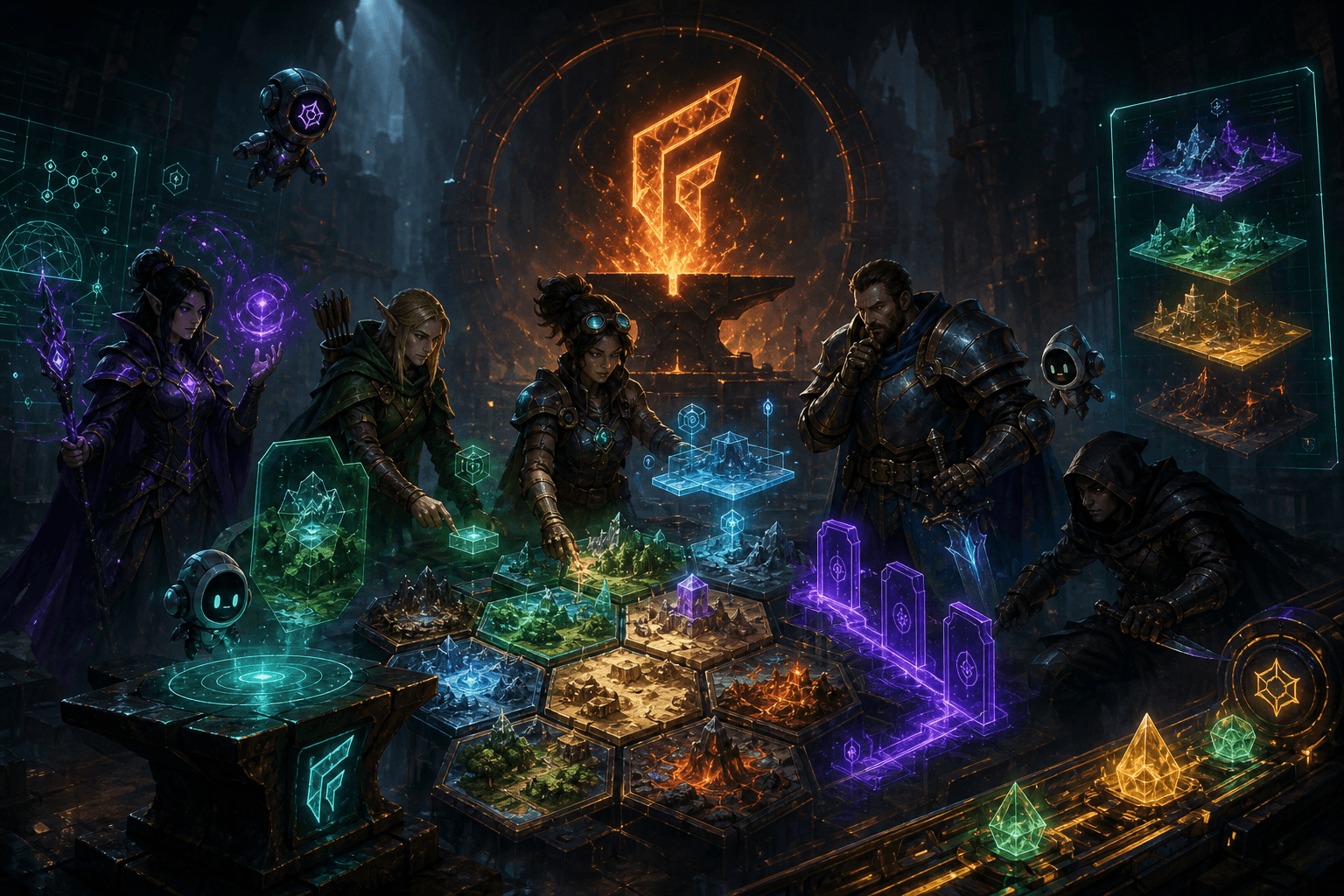 ForgeAI game foundry concept art for upcoming agent games